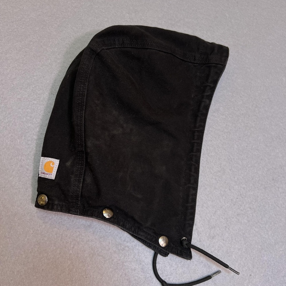 Carhartt Canvas Fleece Lined Hood Mens Snap On Black Workwear Winter